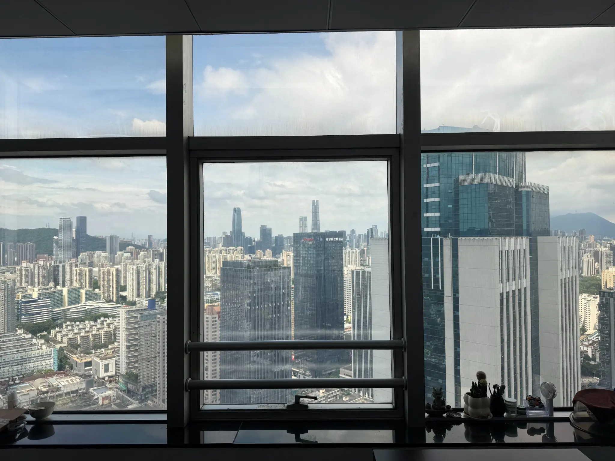 City view through the windows of the Shenzhen office